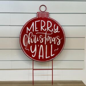 Placa metal vermelha Merry Christmas 101cm