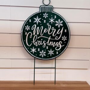 Placa metal verde Merry Christmas 101cm