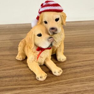Cachorros golden em resina 11cm