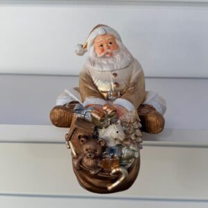 Noel com presentes bco dourado 18cm