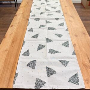 Caminho de mesa cru com árvores 40x180cm