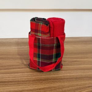 Bolsa com 2 panos de copa xadrez 70x40cm
