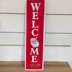 Placa metal Welcome Noel 60x15cm