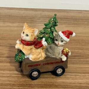 Carro natal com gatos 11x9x6cm