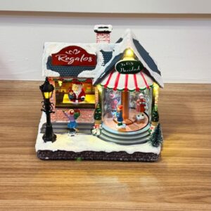 Loja de presentes Natal com mov leds e som 20x21,5x13,5cm
