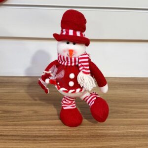 Boneco de neve vermelho e branco 32cm