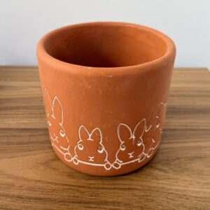 Vaso cerâmica coelhos 14x13cm