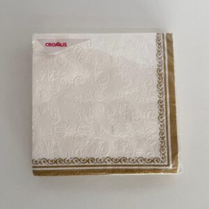 Guardanapo papel branco dourada relevo 32,5x32,50cm