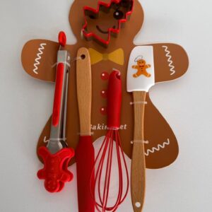 Kit cozinha 5 pçs 2 espátulas, pegador, fuê e cortador