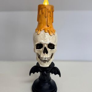 Castiçal caveira com led 35cm