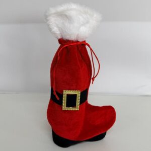 Roupa para garrafa de tecido Bota Noel 34cm