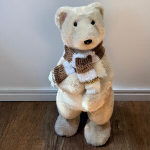 Urso pelúcia cachecol marrom 55x24cm