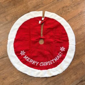 Saia tricot vermelha borda branca Merry Christmas 90cm
