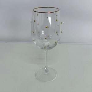 Taça vinho poá dourado 22,5cm 430ml