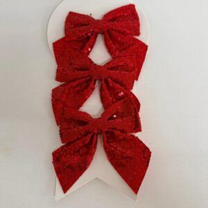 Kit laço Natal vermelho lantejoulas 12x9,5cm