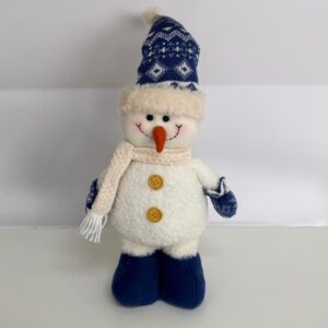 Boneco de neve com roupa azul em pé 38cm