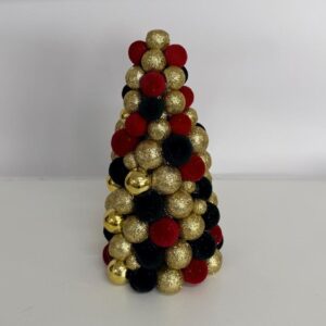 Mini árvore verde, dourada e vermelho 12cm