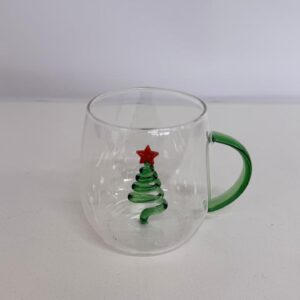 Caneca de vidro Árvore Natal 380ml