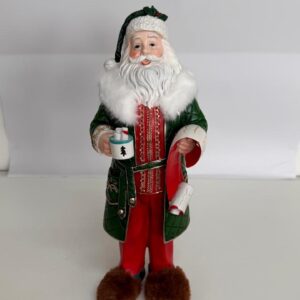 Noel roupão verde resina 38x15cm