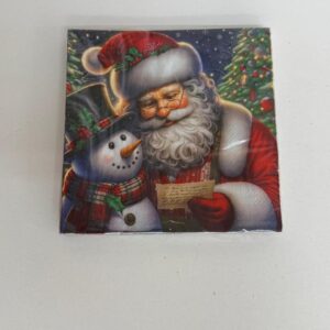 Guardanapo papel Noel e boneco neve 32,5x32,5cm