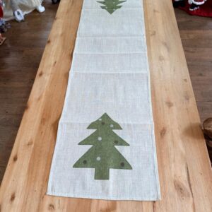 Caminho de mesa cru com árvores 40x150cm