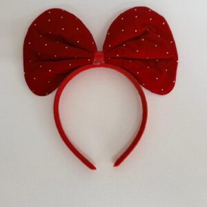 Tiara com laço vermelho poá 22x11cm