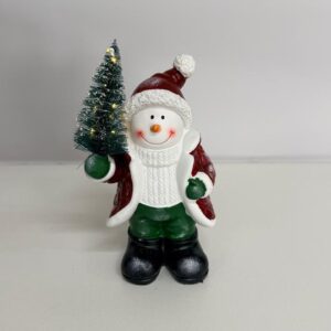 Boneco de neve resina com led 20x12cm