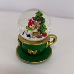 Globo Boneco de Neve na xícara verde 10,5cm