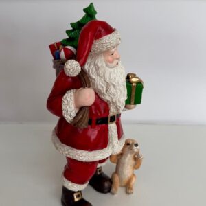 Noel com cachorro e saco presente resina 28cm