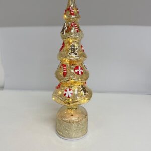 Árvore dourada ginger candy giratória com led 38cm