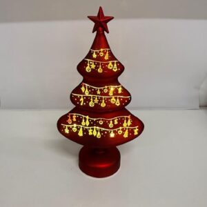 Árvore Natal vermelha metal com led 31cm