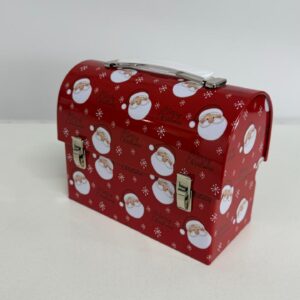 Lata decorativa Noel com alça com fecho 15,5x17x8,5cm