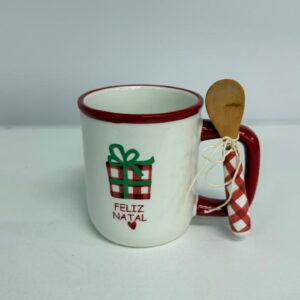 Caneca Feliz Natal louça 12cm