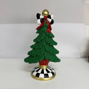 Árvore Natal resina base xadrez 37cm